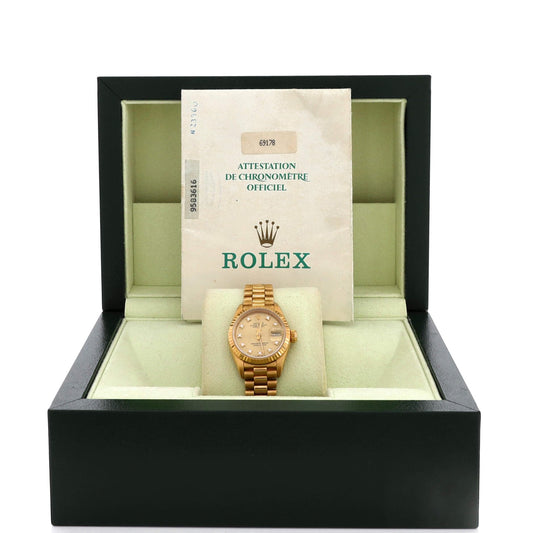 Rolex, Pre-Loved Oyster Perpetual President Datejust Automatic Watch Yellow Gold with Diamond Markers 26, Yellow Gold