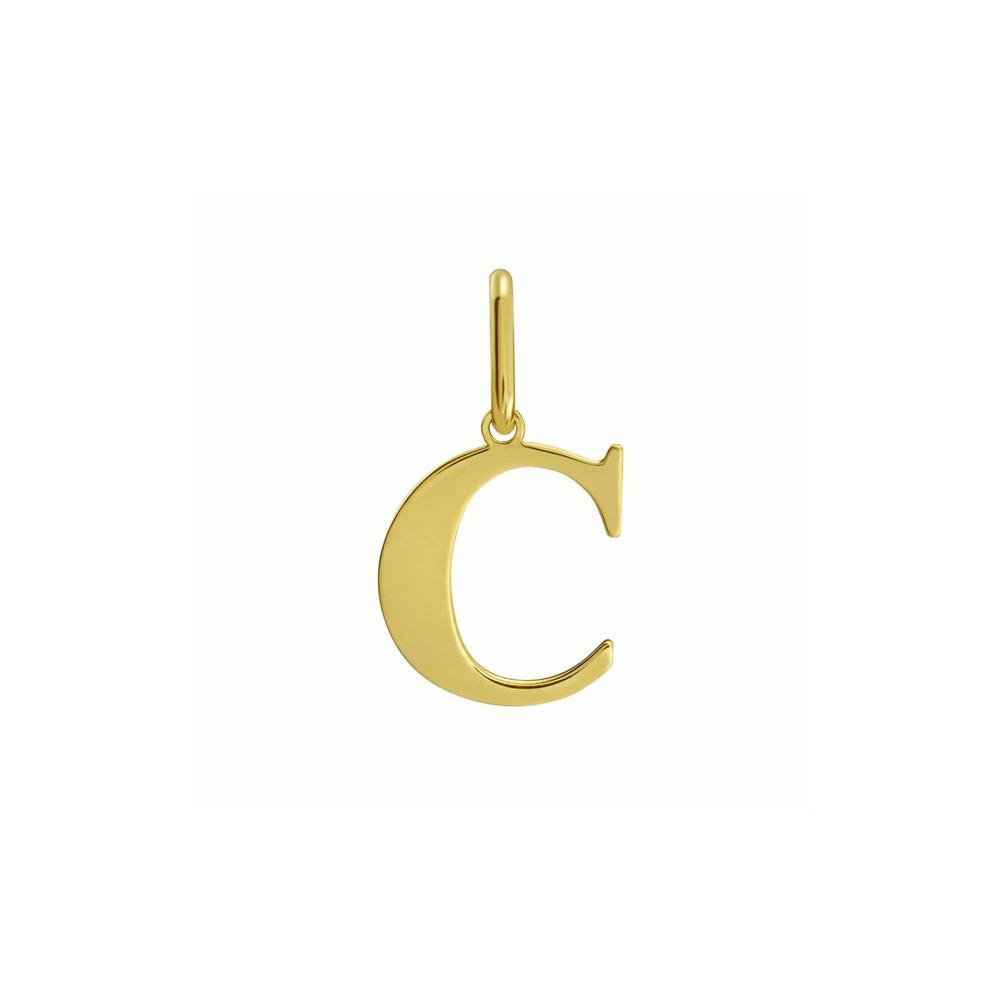 14K Yellow Gold Initial C Charm Pendant