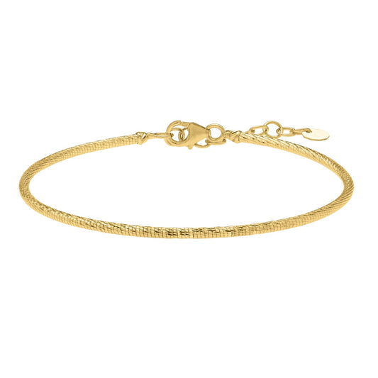 14K Yellow Gold Diamond Cut Stack Bangle Bracelet (1.80 mm)