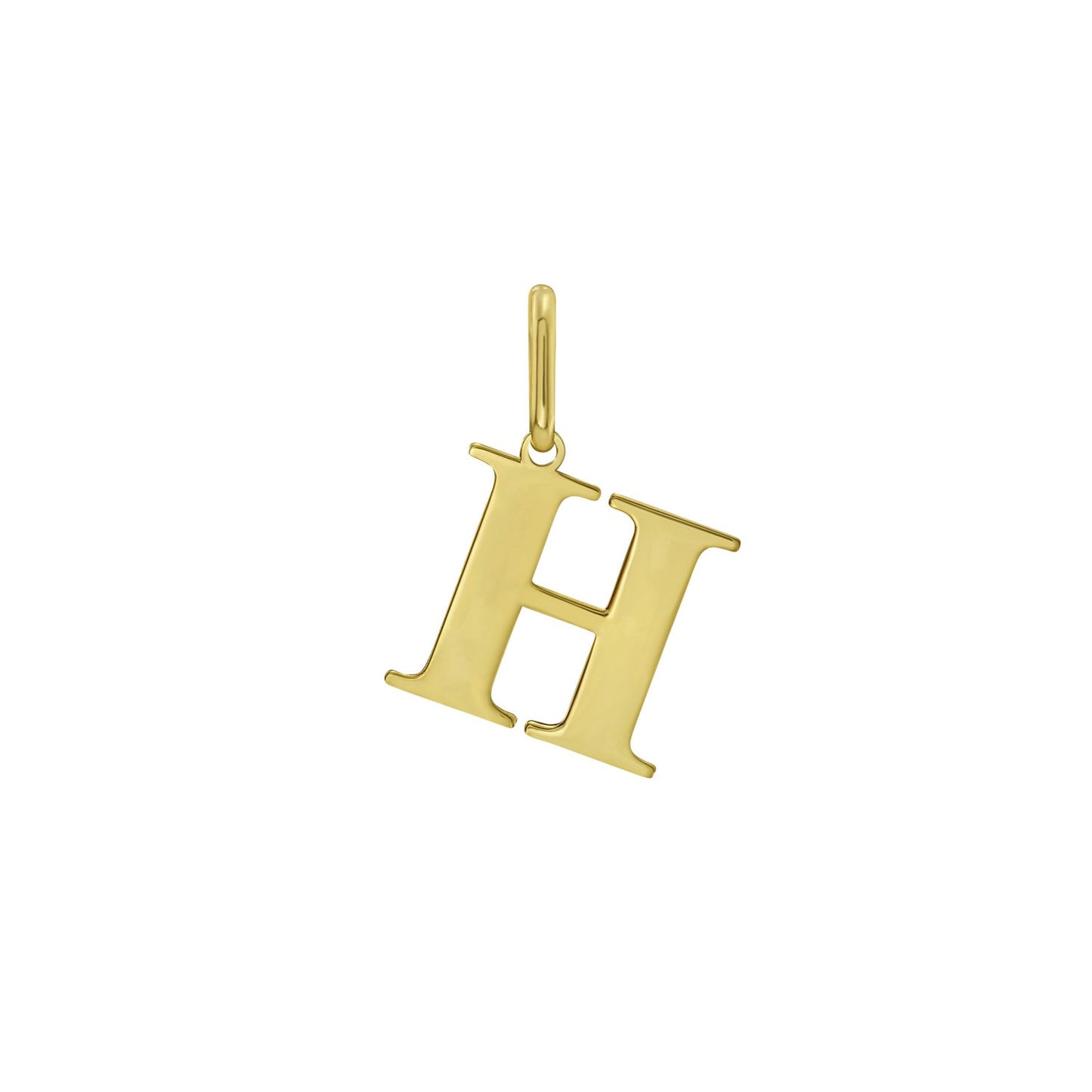 14K Yellow Gold Initial H Charm Pendant