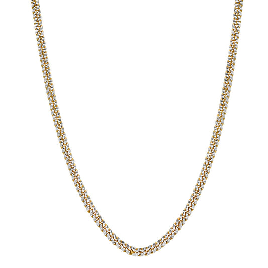 Classic Miami Cuban White Pave Solid Chain in 14k Yellow Gold (4.00 mm)