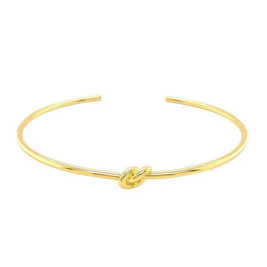 14k Yellow Gold Polished Cuff Bangle with Knot (5.50 mm)