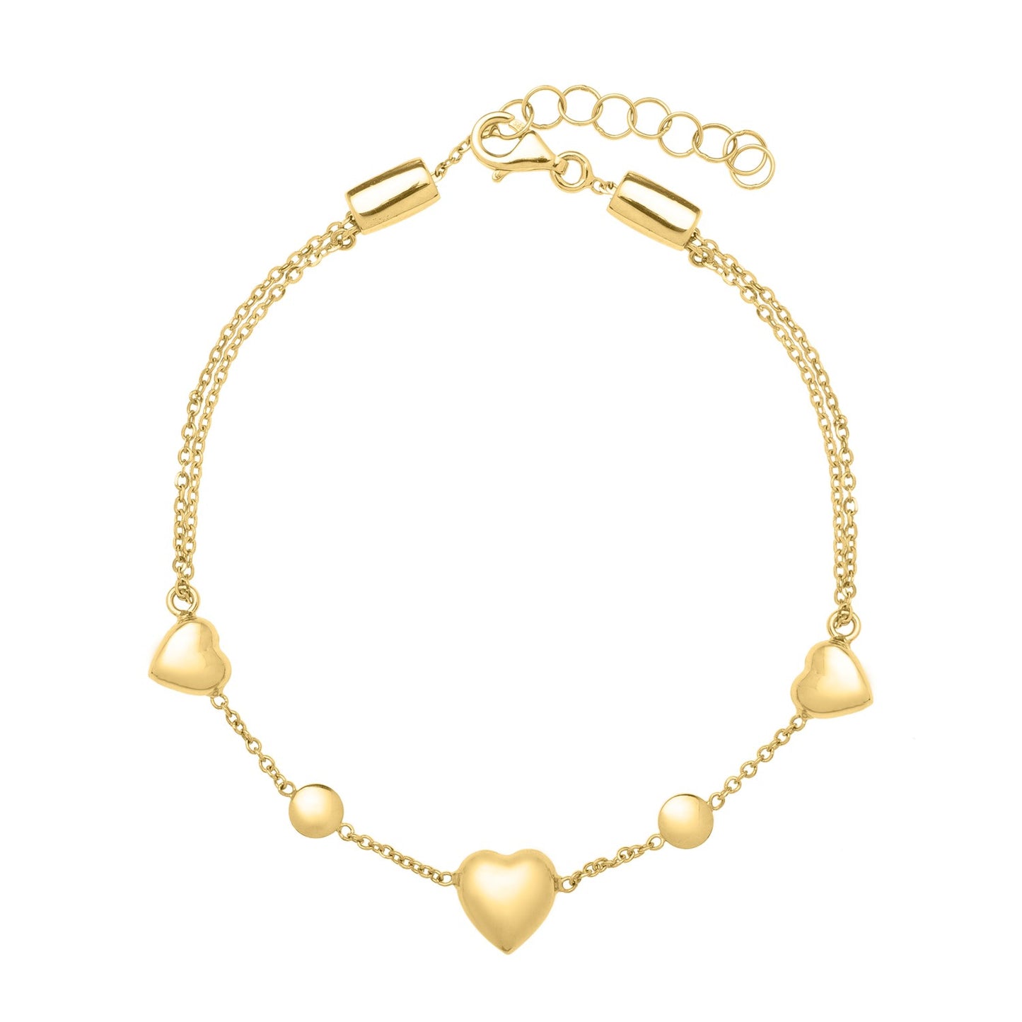 14k Gold Puff Heart Anklet