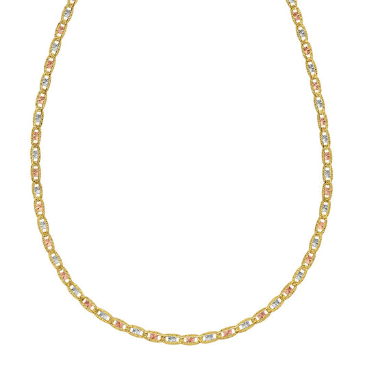 14K Tri Color Gold Pave Valentino Chain (3.00 mm)