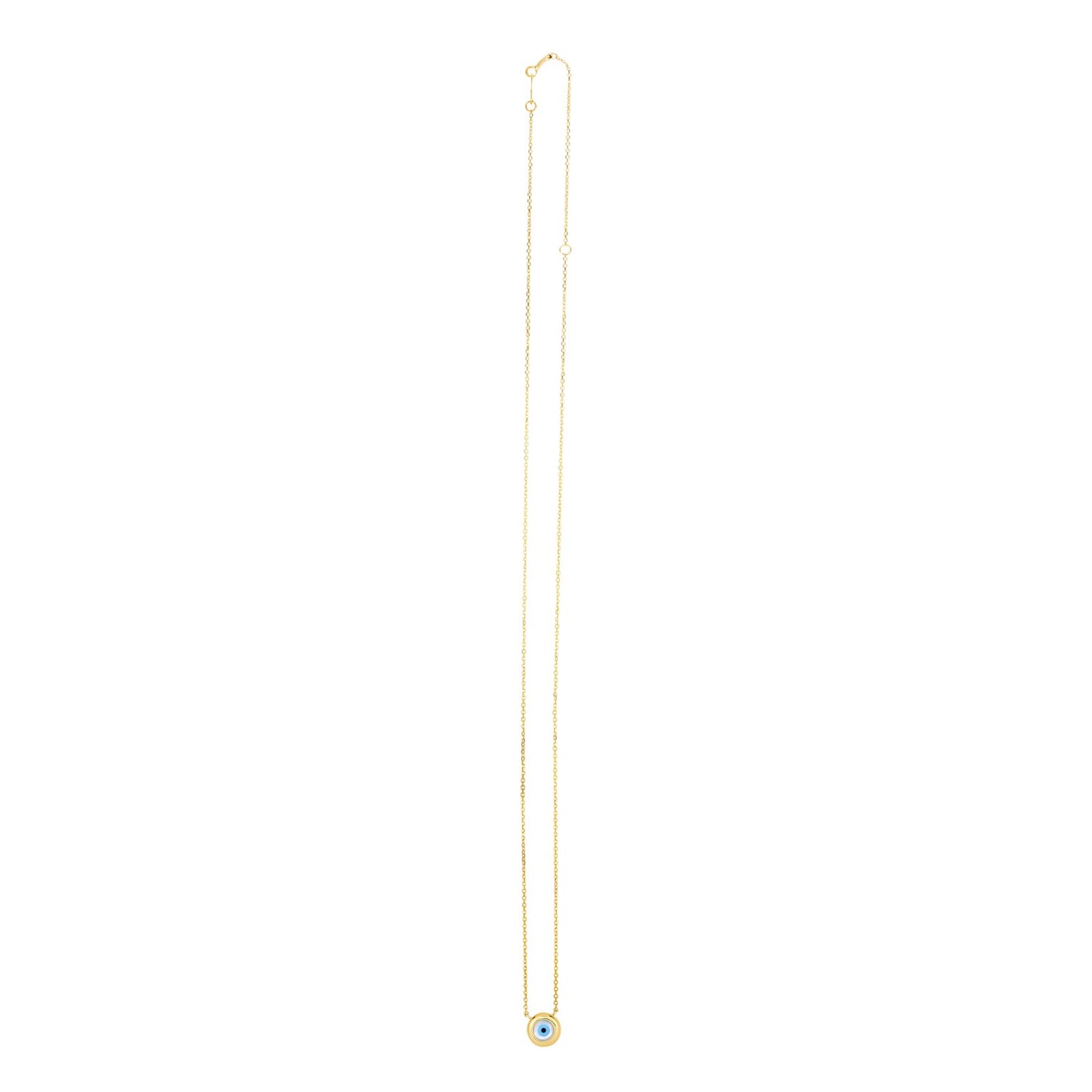 14k Yellow Gold Pearl Evil Eye Necklace