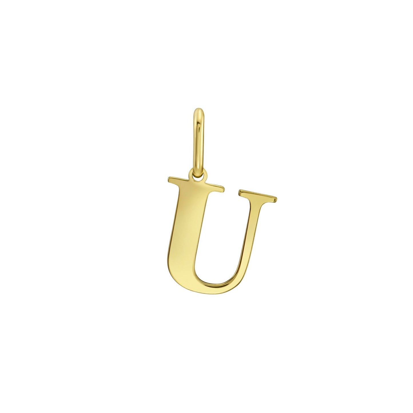 14K Yellow Gold Initial U Charm Pendant