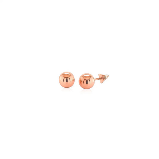 14k Rose Gold Classic Round Shape Stud Earrings (6mm)