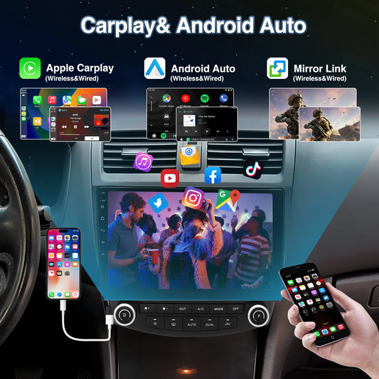 10.1in Wireless Car Carplay/Reversing Camera For Accord 2003-2007