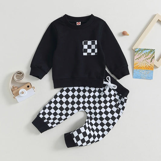 2Pc Checkerboard Sweater Outfit 0-3T