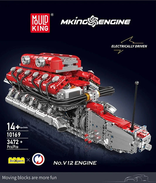 Mould King 10169 V12 Engine Building Blocks Assembly