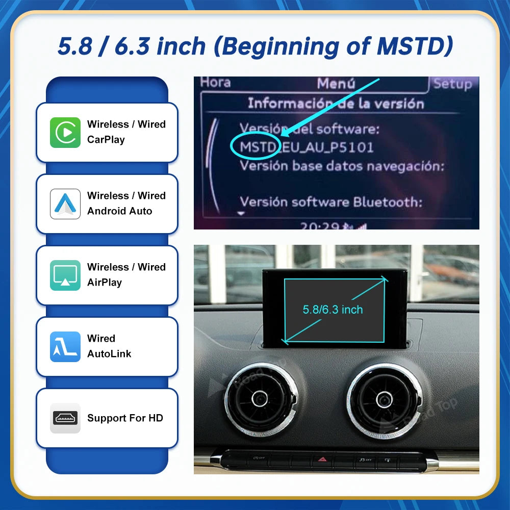 Carplay Wireless Android Auto interface For Audi A3 S3 2013-2018