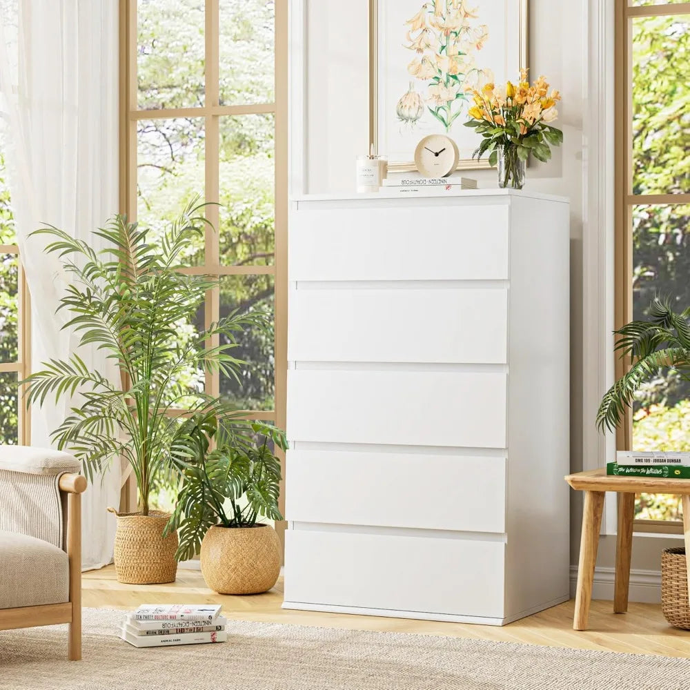 White 5 Drawer Dresser