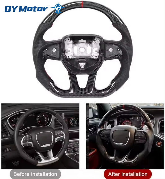 Carbon Fiber Steering Wheel For Dodge Challenger Charger SRT HELLCAT 2015‑2022