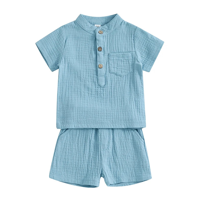 2Pc Plain Button Up Outfit 12M-4T
