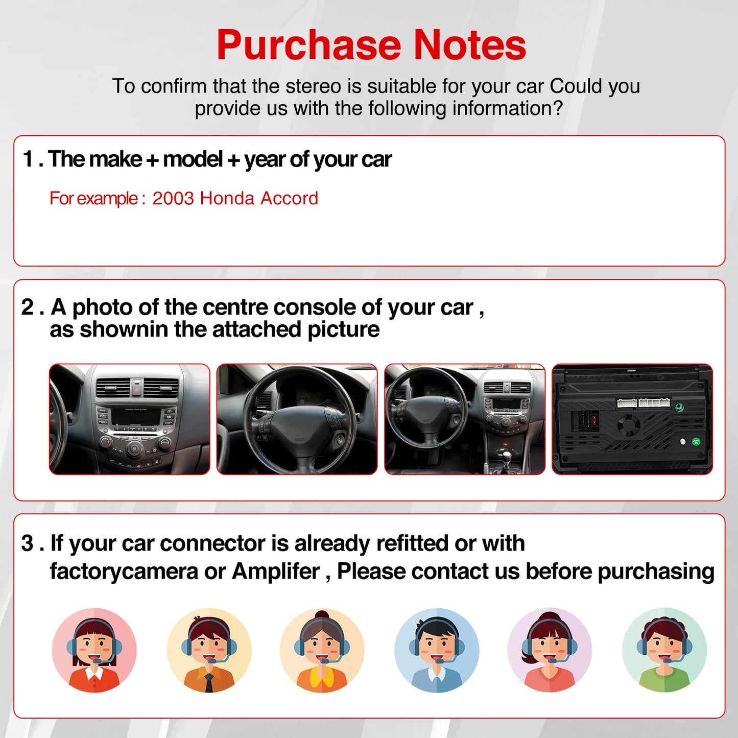 10.1in Wireless Car Carplay/Reversing Camera For Accord 2003-2007