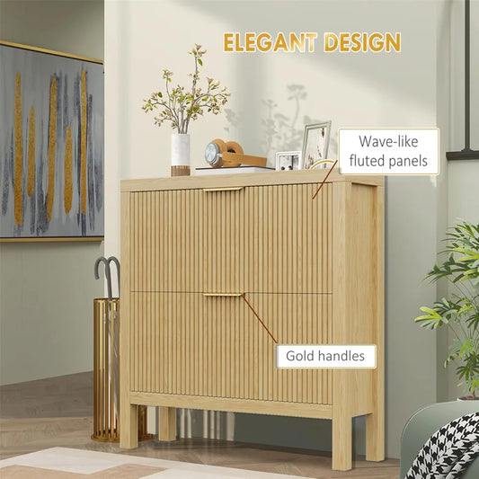 2-Tier Flip-Top Shoe Cabinet