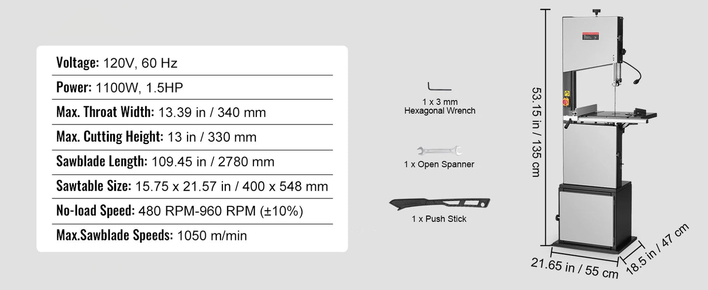 10/14Inch Band Saw 2-Speed Continuously Viable Benchtop Bandsaw