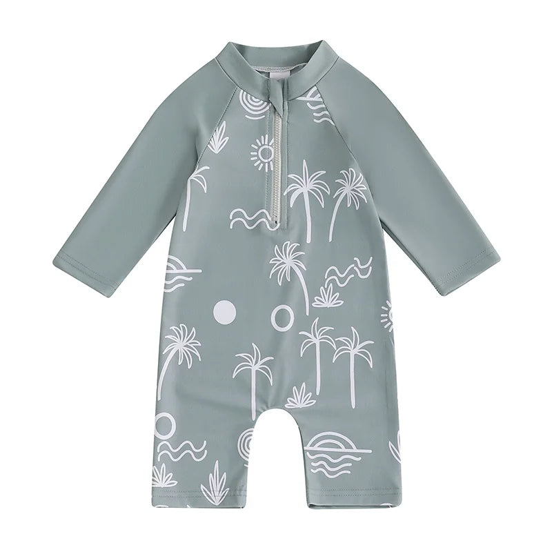 1Pc Animal/Floral/Tree Print Swimsuit 0M-4T