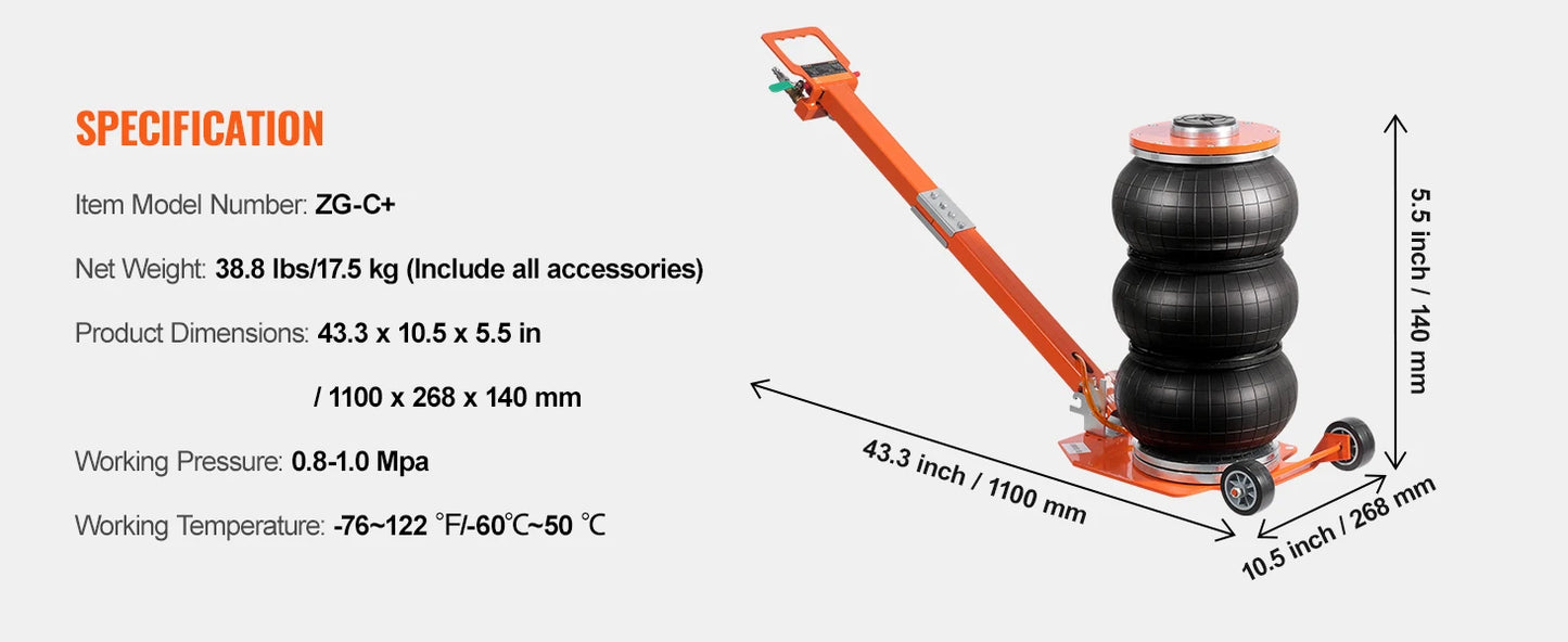 Air Jack 3/5 Ton Pneumatic Lifting Jack