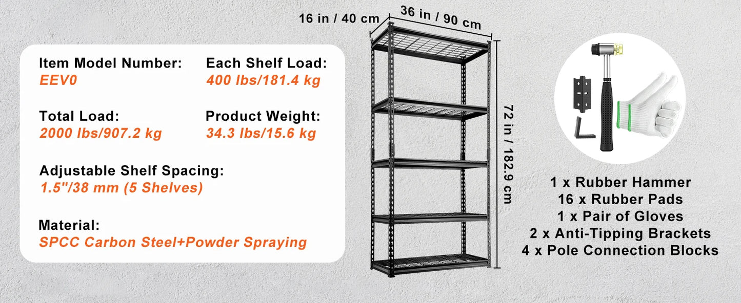5-Tier Adjustable Storage Shelving Unit
