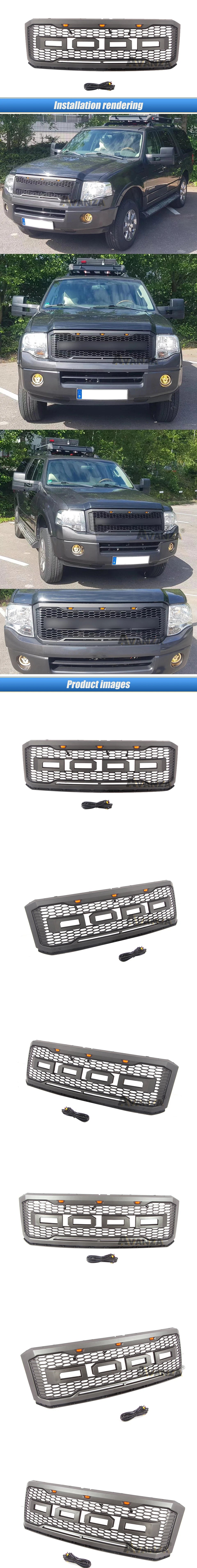 Front Grill With Led Lights Bumper Grille For Ford Expedition 2007-2014
