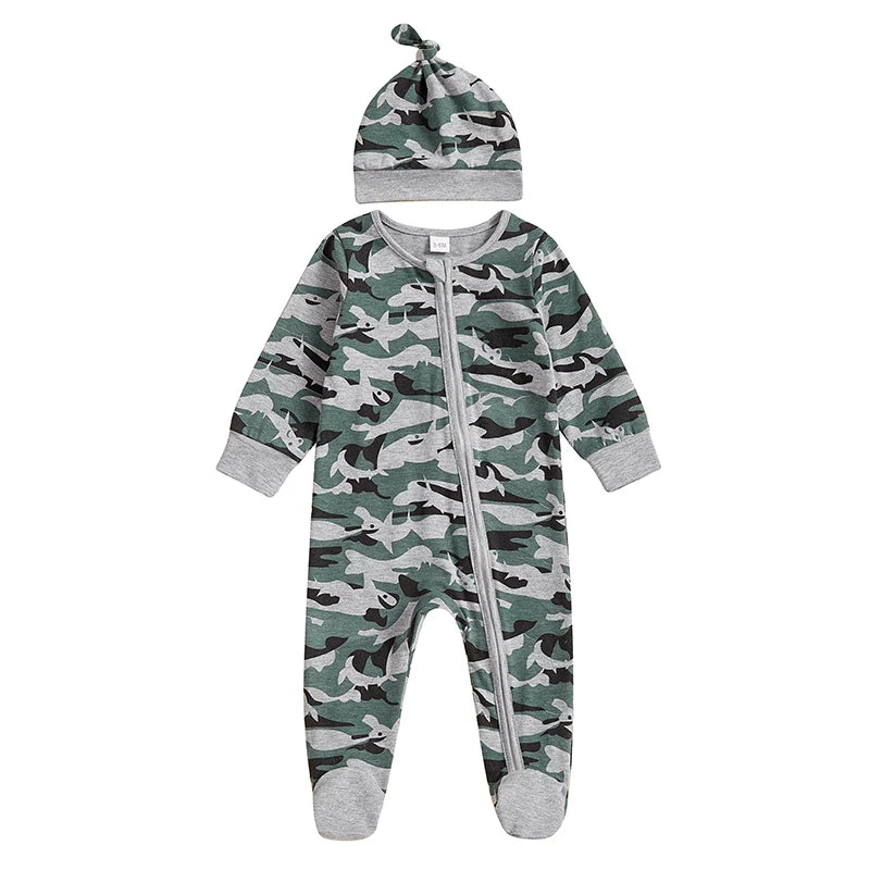 2Pc Winter/Forest Camo Onesie Set 0-6m