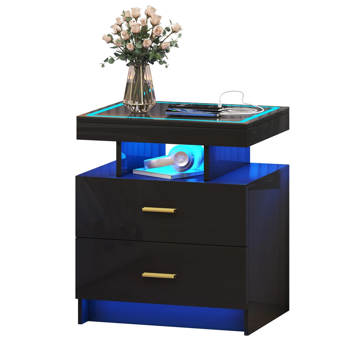 Motion LED Nightstand with Wireless Charging Station
