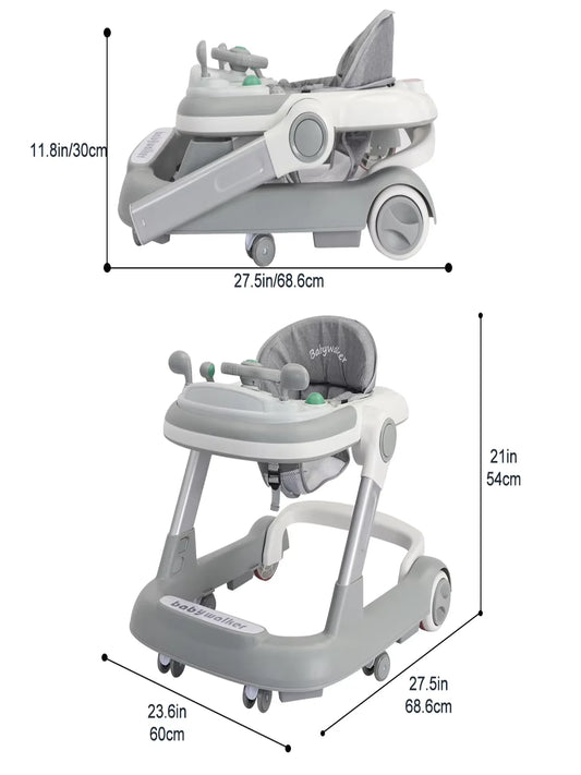 2-in-1 Baby Walker W/ Anti-Roll Design 6-18 Months