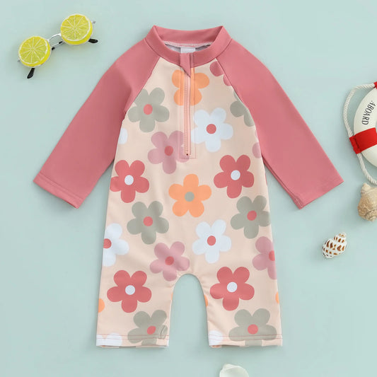 1Pc Animal/Floral/Tree Print Swimsuit 0M-4T