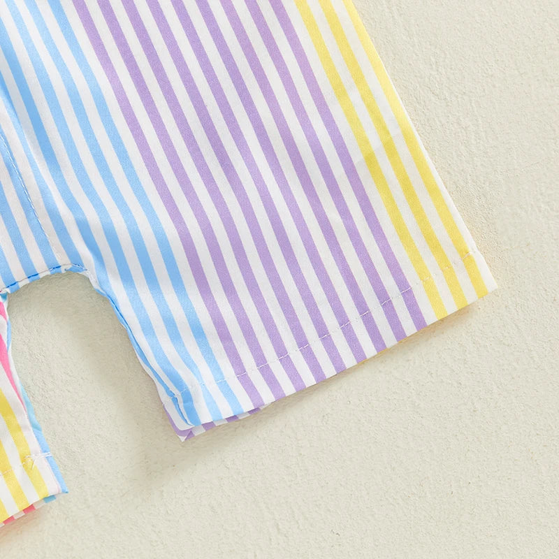 1Pc Colorful Striped Buttoned Jumpsuit 0-12M