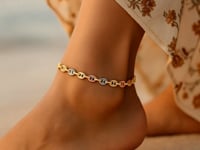 14k 3Tone Gold Mariner Anklet