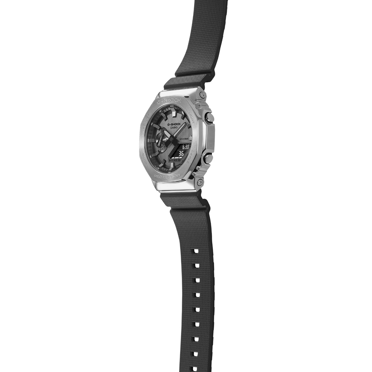 G-Shock Casio Metal Covered Octagonal Black Resin Band Watch GM2100-1A
