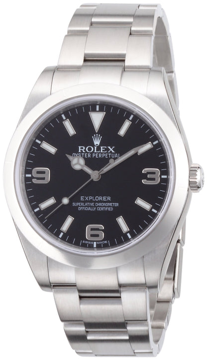 Rolex Explorer Black Dial Stainless Steel Rolex Oyster Automatic Mens Watch 214270