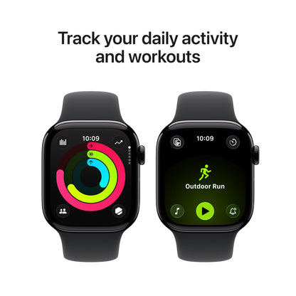 Apple Watch Series 11 [GPS + Cellular 46mm] Smartwatch with Jet Black Aluminum Case with Black Sport Band - M/L. Sleep Score, Fitness Tracker, Health Monitoring, Always-On Display, Water Resistant