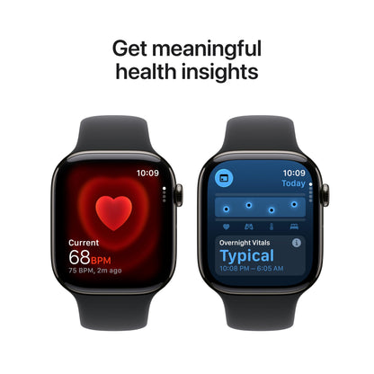 Apple Watch Series 11 [GPS + Cellular 46mm] Smartwatch with Jet Black Aluminum Case with Black Sport Band - M/L. Sleep Score, Fitness Tracker, Health Monitoring, Always-On Display, Water Resistant