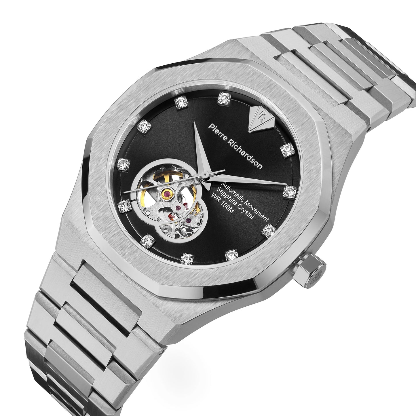 PIERRE RICHARDSON PR5922 Men’s Watch – Black Dial, 24K Pure Gold Plated, Automatic, Sapphire, 41mm, 10ATM