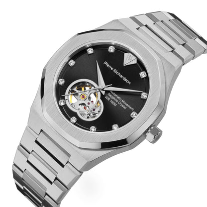 PIERRE RICHARDSON PR5922 Men’s Watch – Black Dial, 24K Pure Gold Plated, Automatic, Sapphire, 41mm, 10ATM
