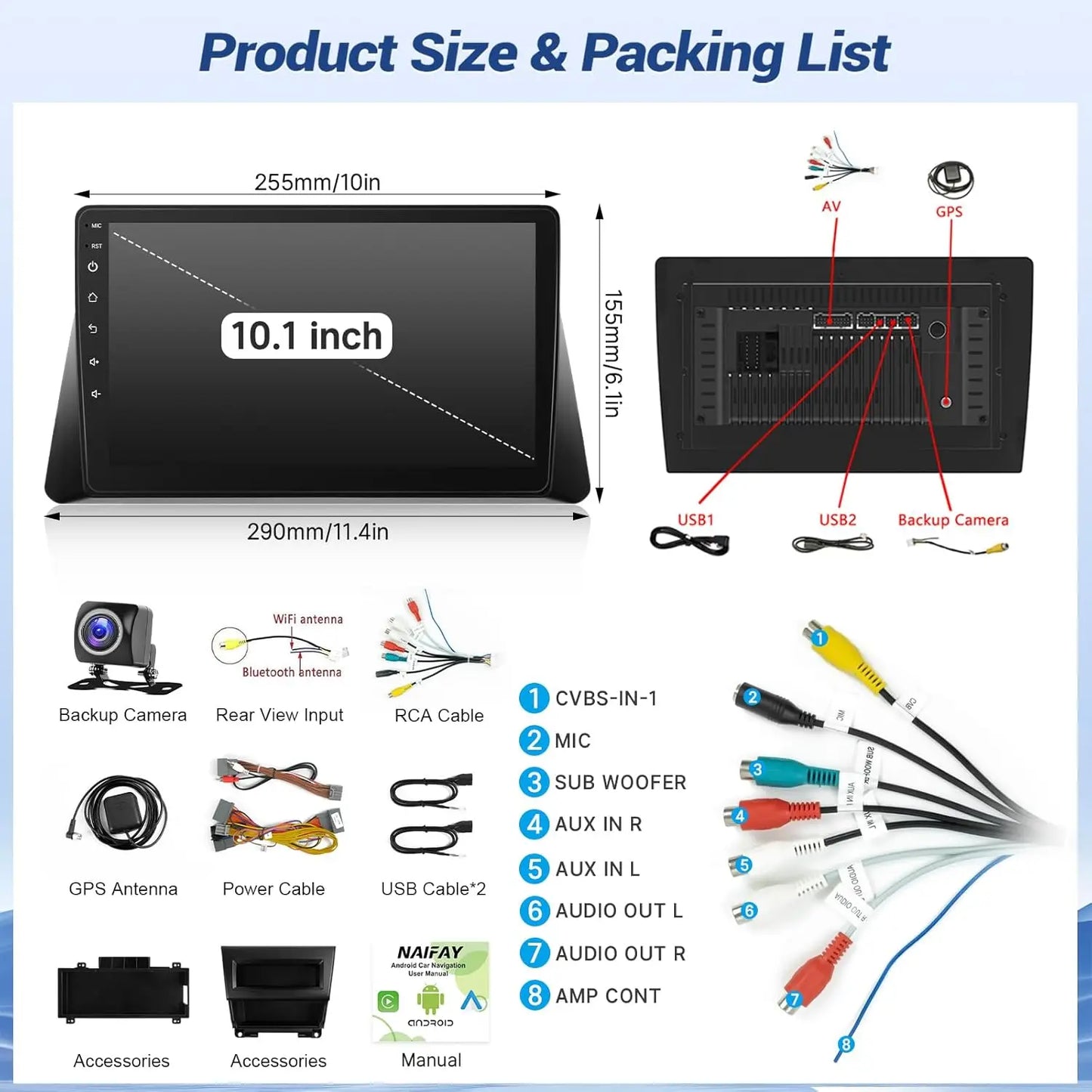 10.1 Inch Wireless CarPlay Android Auto Radio for Honda Accord 8th 2008-2013