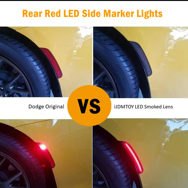 iJDM Front/Rear Bumper Side Marker Replace OEM Sidemarker Lamps For Dodge Charger 15-22