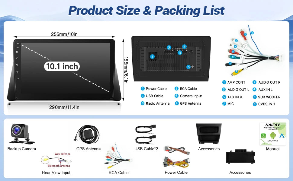 10.1 Inch Wireless CarPlay Android Auto Radio for Honda Accord 8th 2008-2013
