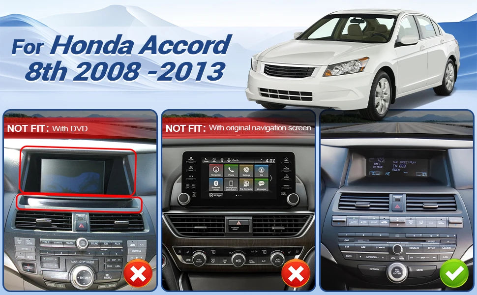 10.1 Inch Wireless CarPlay Android Auto Radio for Honda Accord 8th 2008-2013