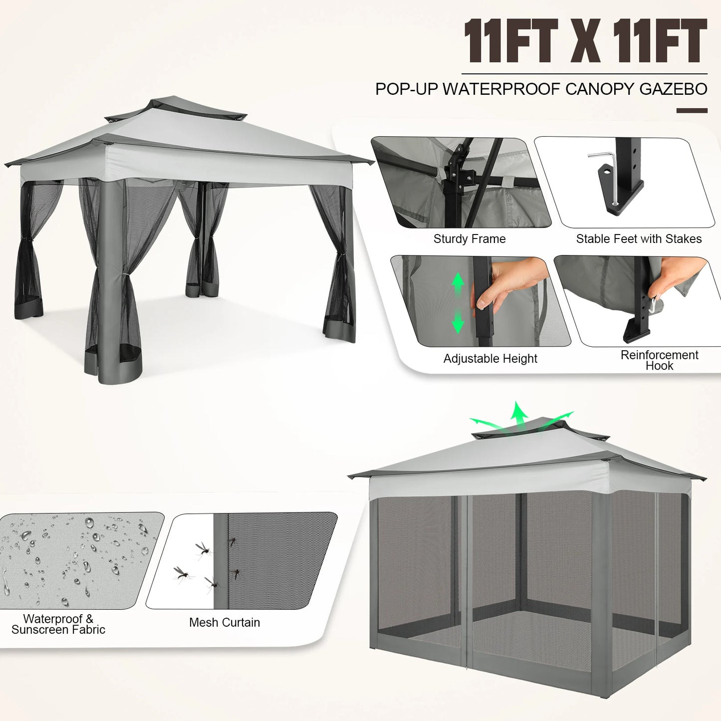 12x12 Canopy Tent W/ Mosquito Net