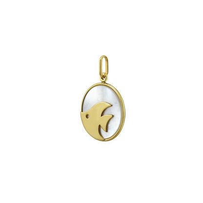14K Yellow Gold Fish MOP Charm Pendant