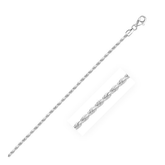 14k Diamond Cut White Gold Rope Anklet 2.25mm