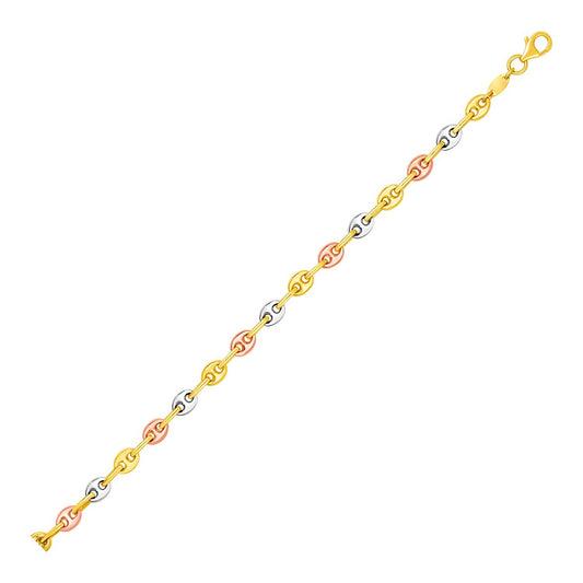 14k 3Tone Gold Mariner Anklet