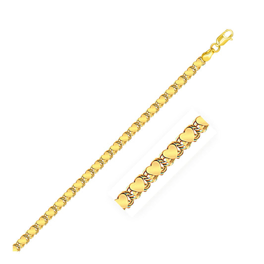 14k Gold Heart Anklet 3.3mm