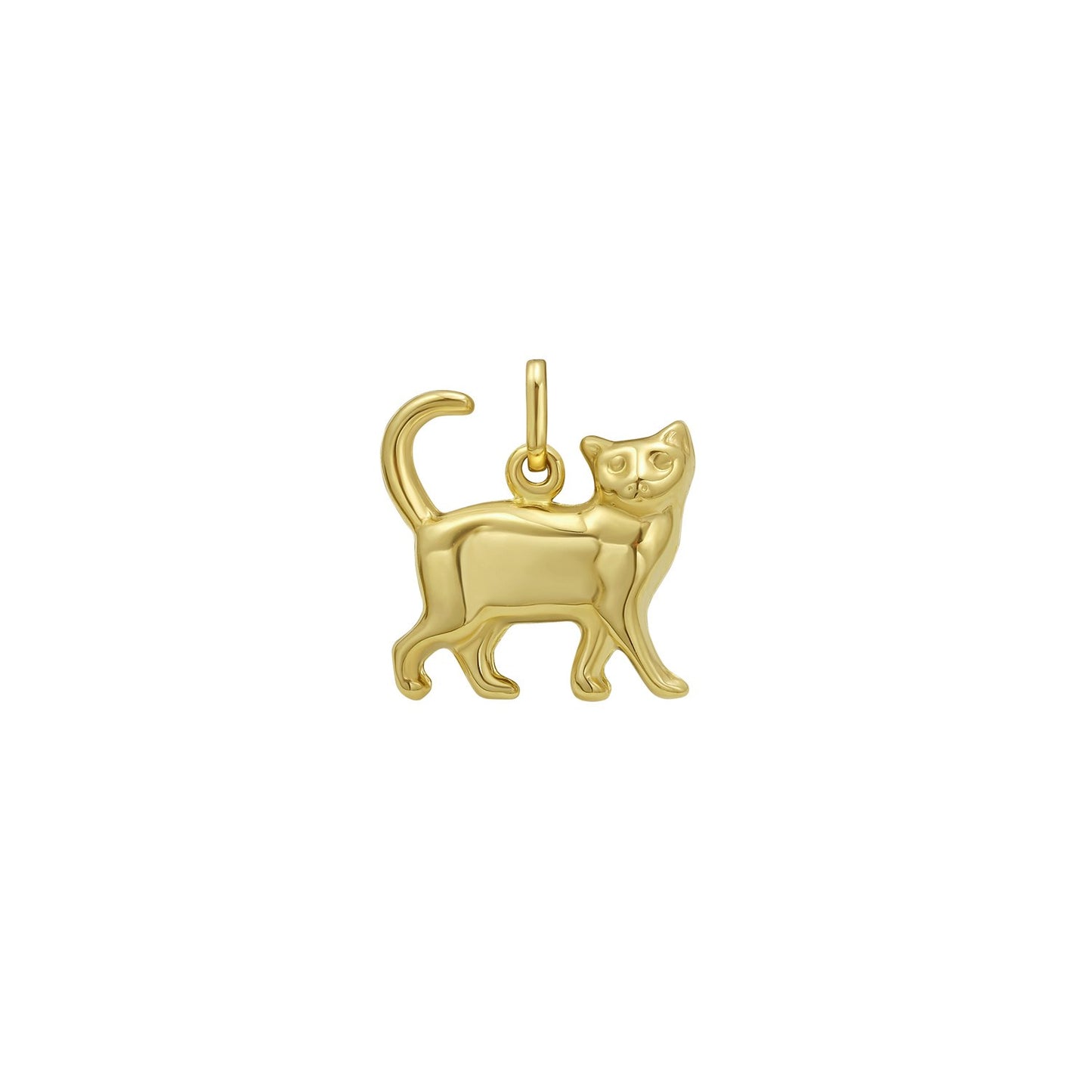 14K Yellow Gold Cat Charm Pendant