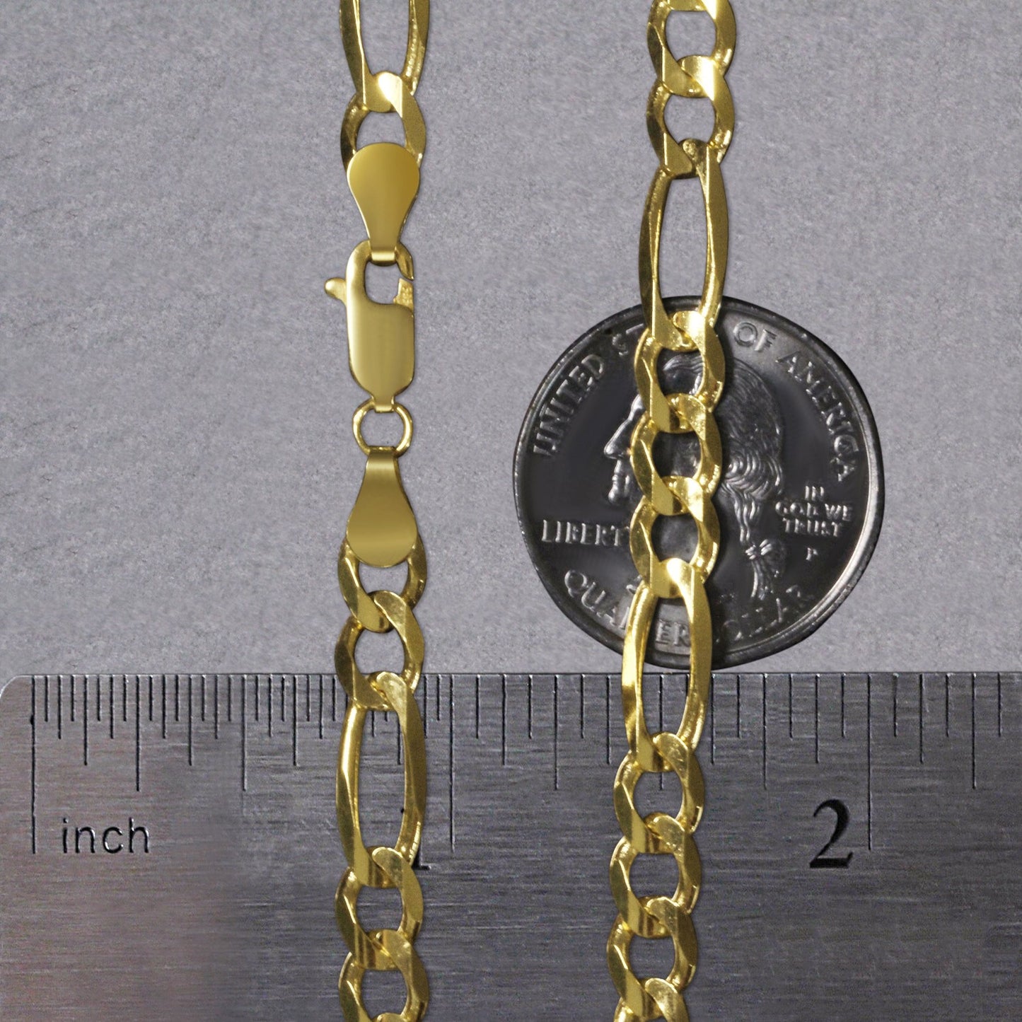 10K Yellow Gold Solid Figaro Chain (5.30 mm)