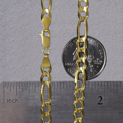 10K Yellow Gold Solid Figaro Chain (5.30 mm)