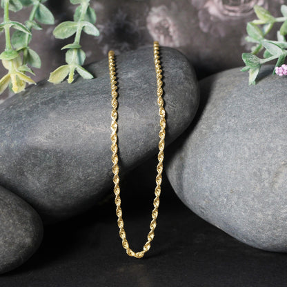 14k Yellow Gold Solid Diamond Cut Rope Chain (2.50 mm)
